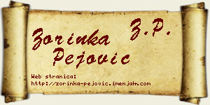 Zorinka Pejović vizit kartica
